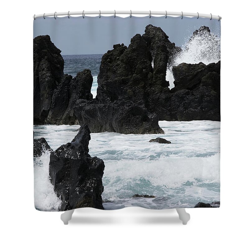 Volcanic Rock Shower Curtain featuring the photograph Canary Islands, Lanzarote, Los by Wilfried Krecichwost