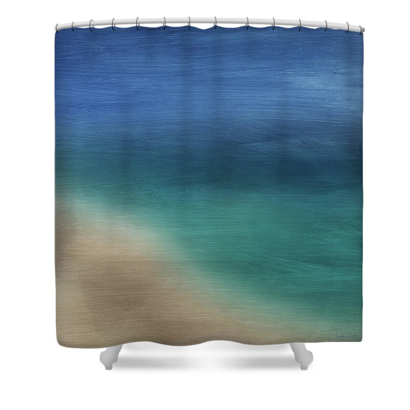 Abstract Shower Curtain featuring the mixed media Cancun Coast- Art by Linda Woods by Linda Woods