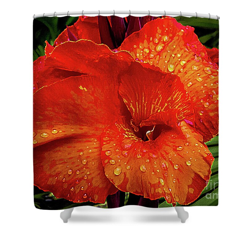 Mona Stut Shower Curtain featuring the photograph Canna Lily Closeup by Mona Stut