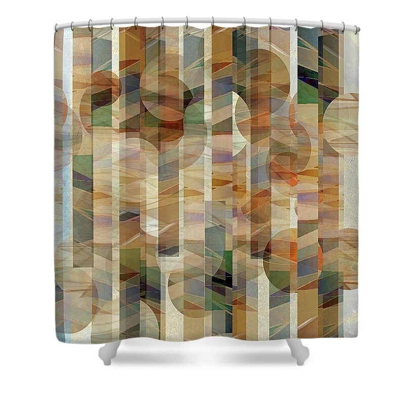 Circles Shower Curtain featuring the digital art Canyon Circles and Stripes by Sand And Chi
