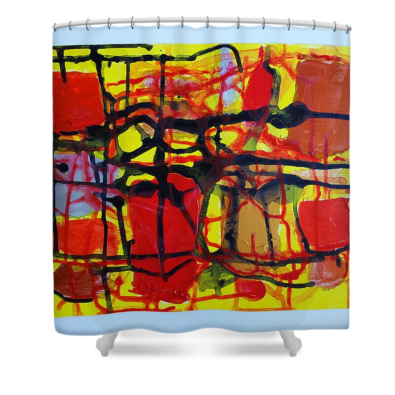  Shower Curtain featuring the painting Caos 05 by Giuseppe Monti