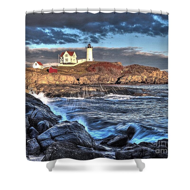 Cape Neddick Lighthouse Shower Curtain featuring the photograph Cape Neddick by Steve Brown