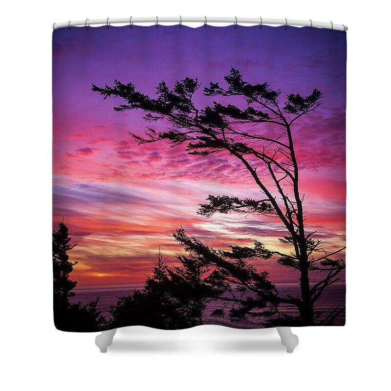 Cape Perpetua Shower Curtain featuring the photograph Cape Perpetua Sunset by Robert Potts
