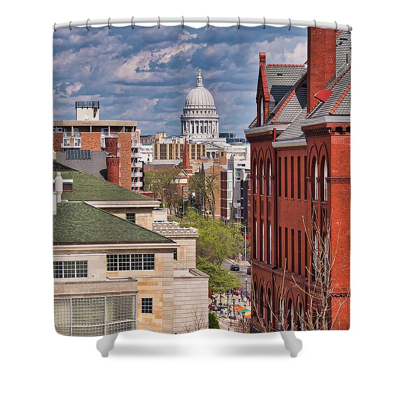 Madison Shower Curtain featuring the photograph Capitol from UW - Madison - Wisconsin by Steven Ralser