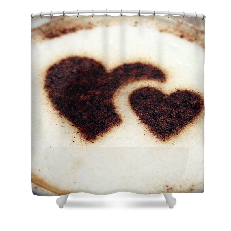 Milk Shower Curtain featuring the photograph Cappuccino With Heart by Bob Balmer Images