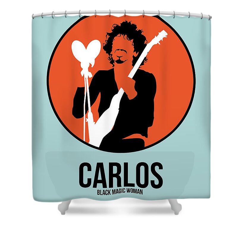 Carlos Santana Shower Curtain featuring the digital art Carlos Santana by Naxart Studio