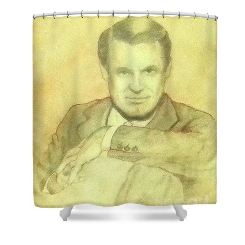 Cary Grant Sketch Shower Curtain featuring the drawing Cary Grant by Jordana Sands