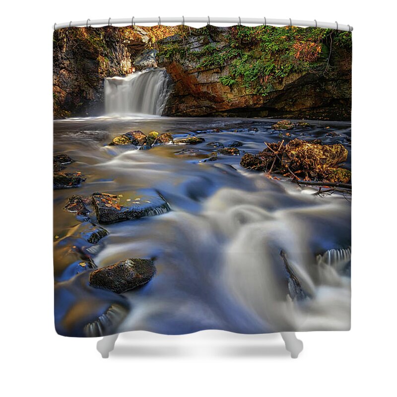 Doane's Falls Shower Curtain featuring the photograph Cascading Water at Doane's Falls by Kristen Wilkinson