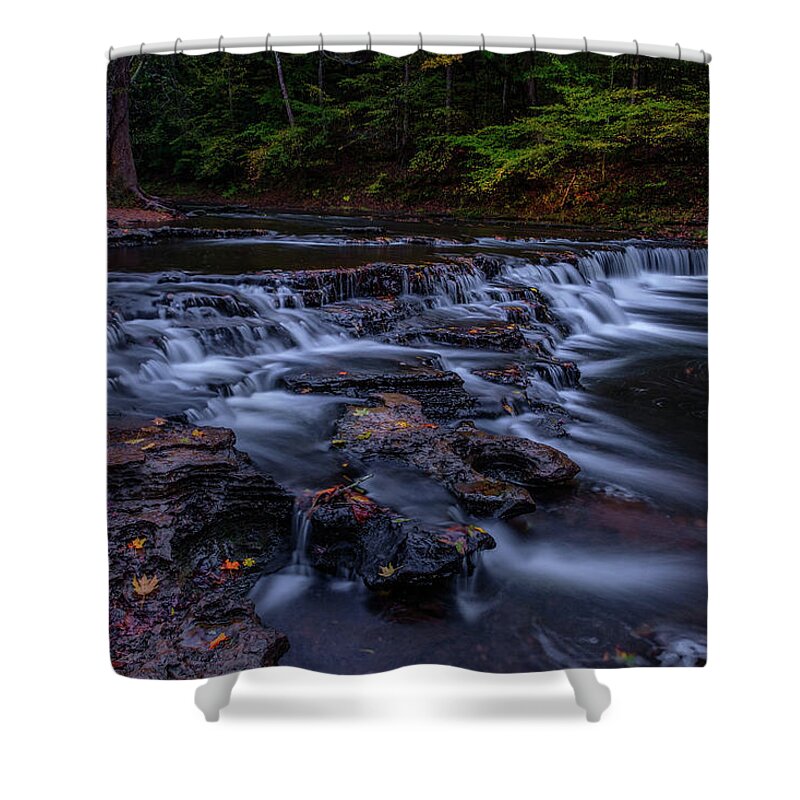 Sunset Shower Curtain featuring the photograph Cascading Waters by Johnny Boyd