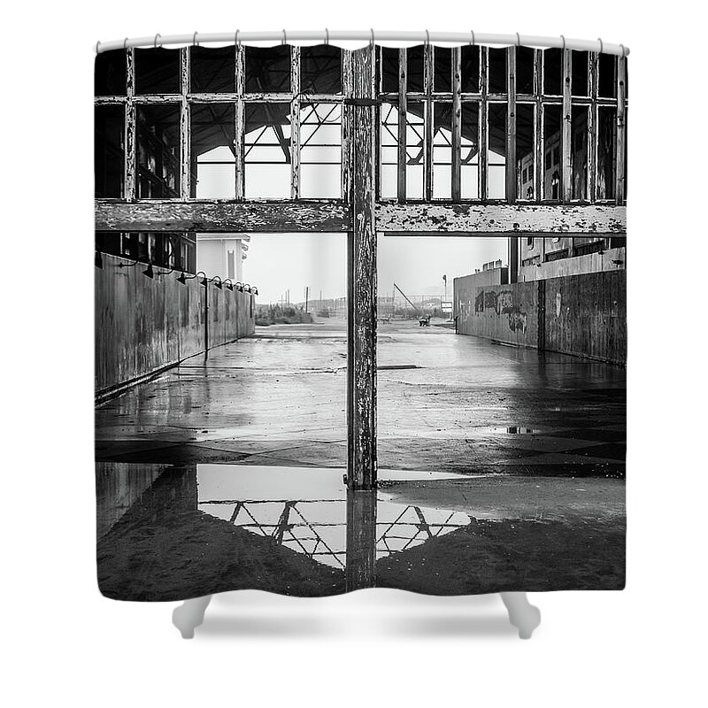 Beach Shower Curtain featuring the photograph Casino Reflection by Steve Stanger