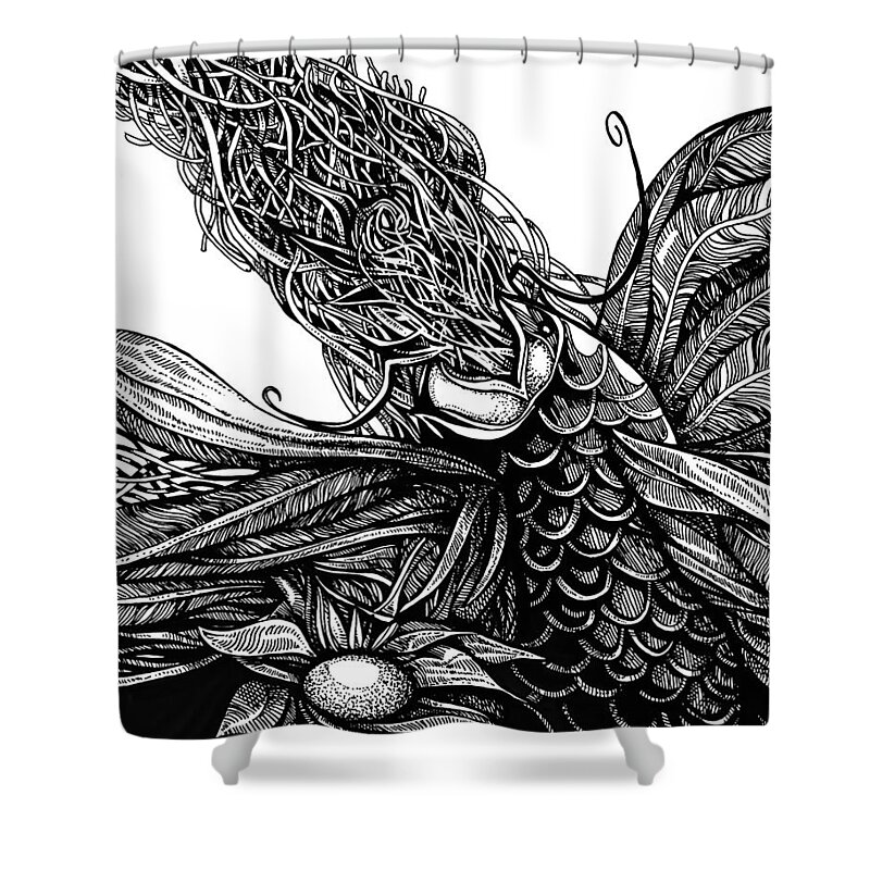 Fish Shower Curtain featuring the drawing Castaway fish by Enrique Zaldivar