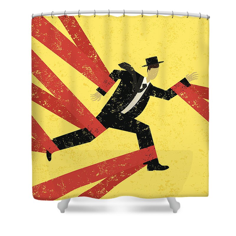 Problems Shower Curtain featuring the digital art Caught In Red Tape by Retrorocket