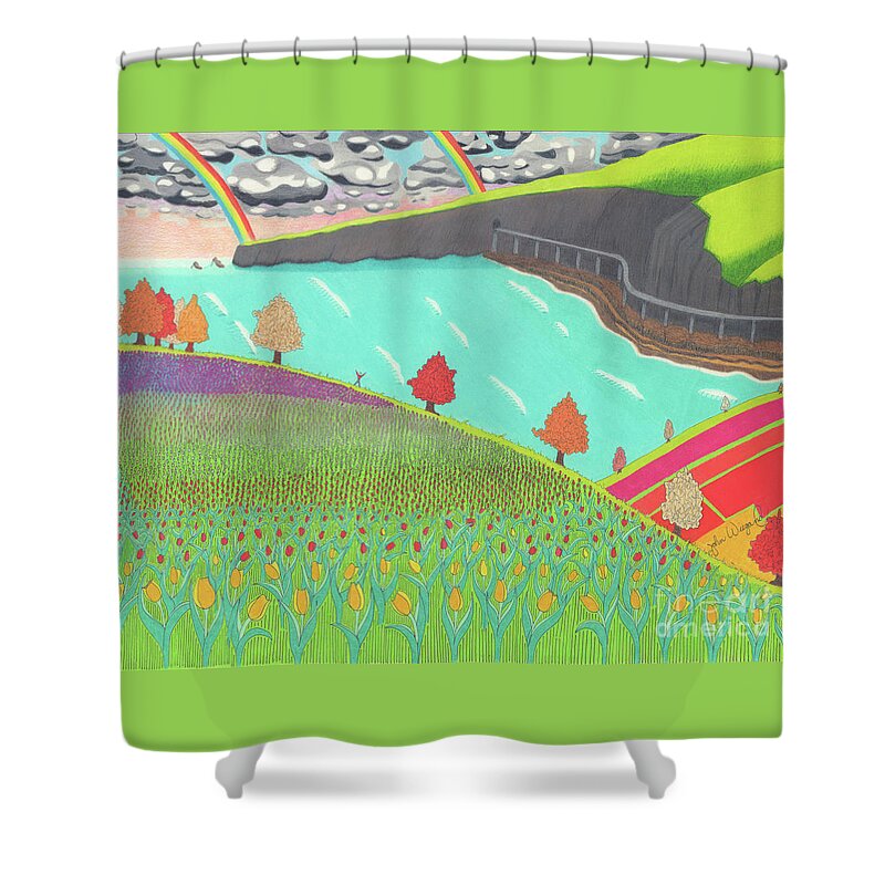 Landscape Shower Curtain featuring the drawing Celebration by John Wiegand