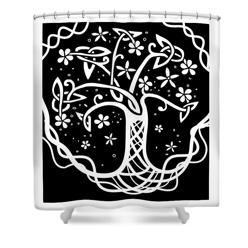 Irish Shower Curtain featuring the digital art Celtic Tree of Life 3 by Joan Stratton