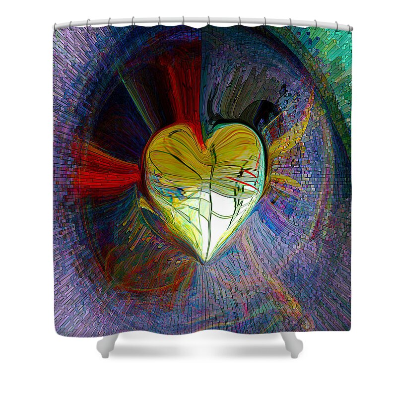 Center Of The Heart Shower Curtain featuring the digital art Center Of The Heart by Linda Sannuti