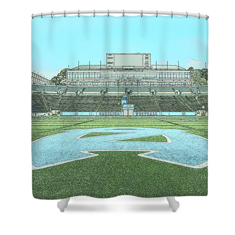 Kenan Memorial Stadium Shower Curtain featuring the photograph Centerfield by Minnie Gallman