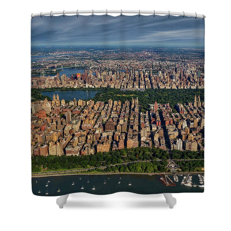 Aerial View Shower Curtain featuring the photograph Central Park NYC Aerial by Susan Candelario