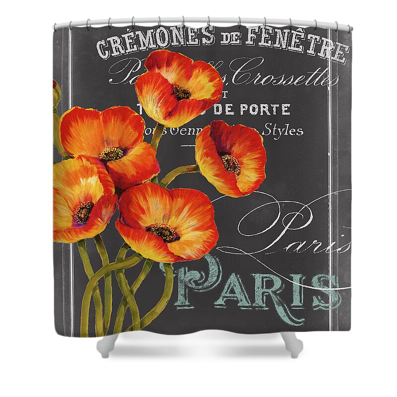 Travel Shower Curtain featuring the painting Chalkboard Paris IIi by Studio W