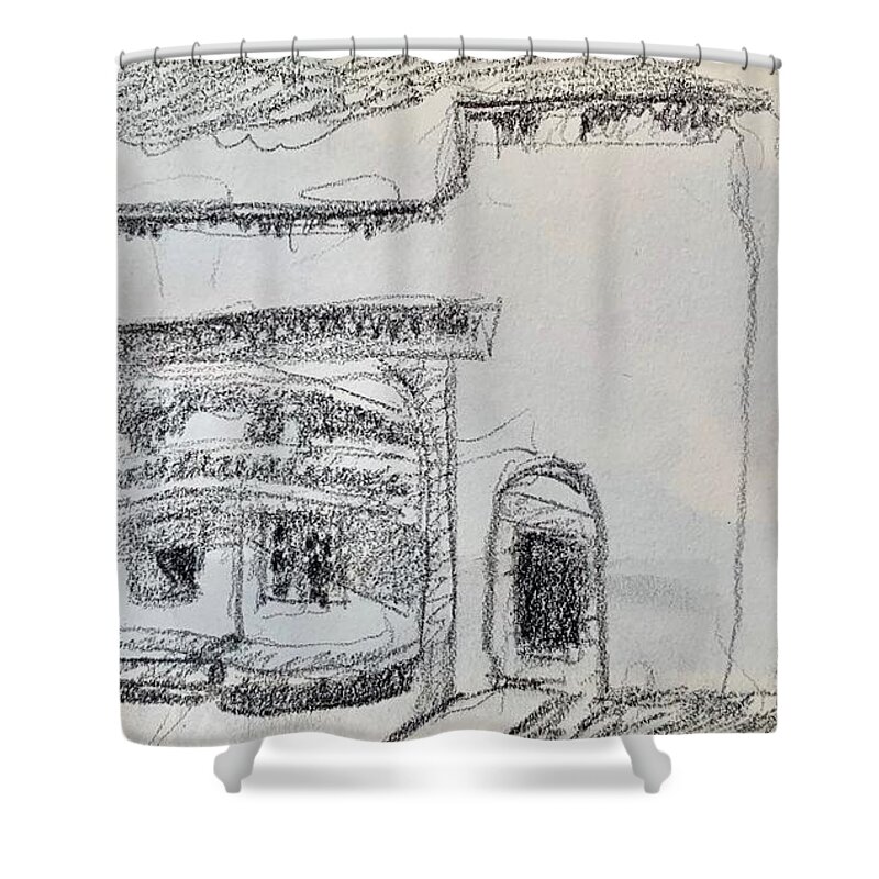 Laguna Del Sol Shower Curtain featuring the painting Charcoal Pencil Arch.jpg by Suzanne Giuriati Cerny