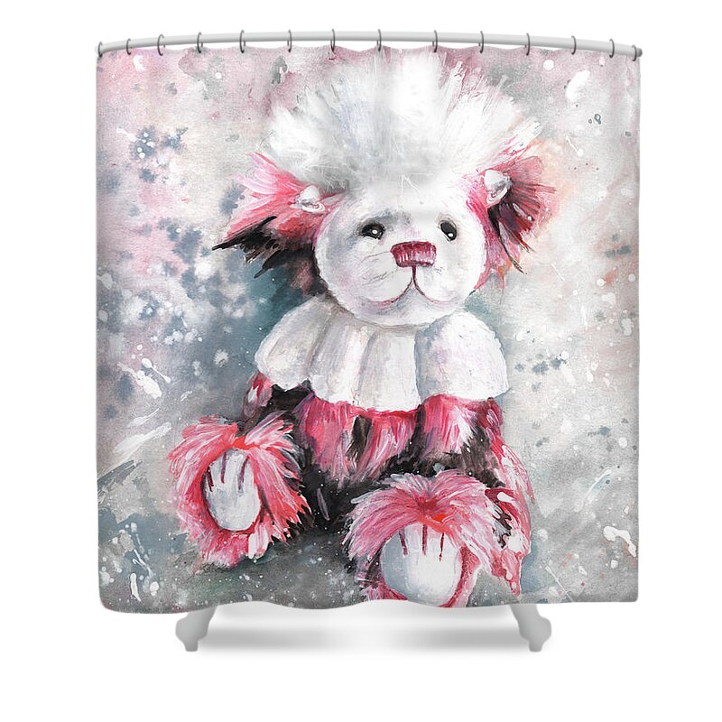 Teddy Shower Curtain featuring the painting Charlie Bear Coconut Ice by Miki De Goodaboom