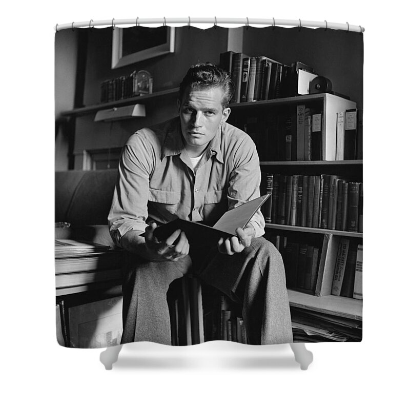 Actor Shower Curtain featuring the photograph Charlton Heston by Guy Gillette