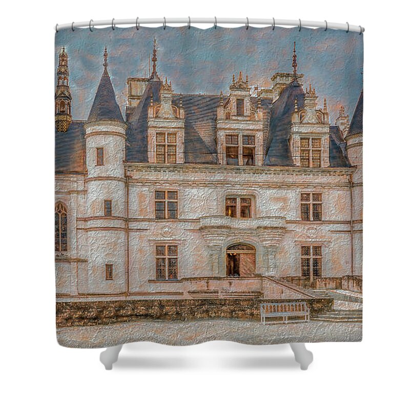 France Shower Curtain featuring the photograph Chateau Chenonceau in Fall by Marcy Wielfaert