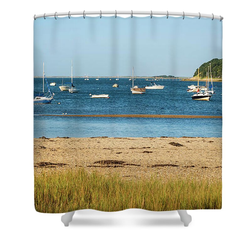 Estock Shower Curtain featuring the digital art Chatham Beach, Cape Cod, Ma by Laura Zeid