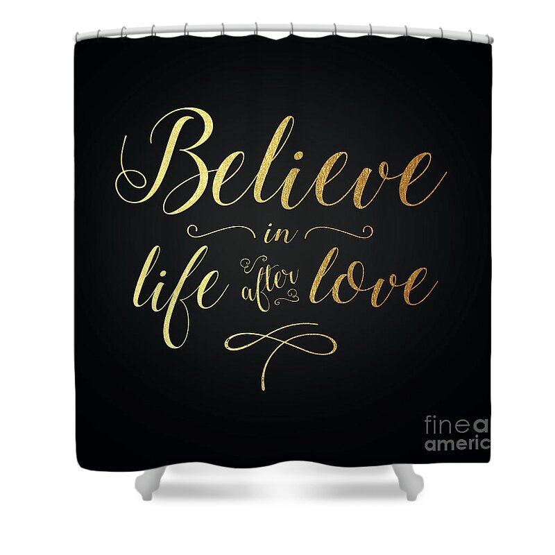 Cher Shower Curtain featuring the digital art Cher - Believe Gold Foil by Cher Style