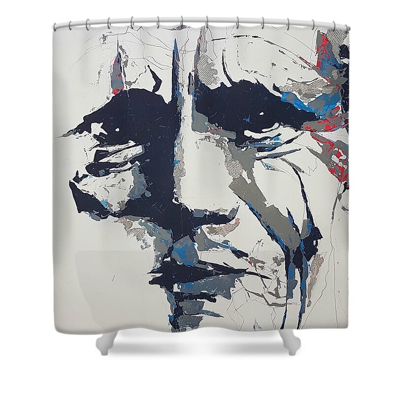 Chet Baker Shower Curtain featuring the painting Chet Baker - Abstract by Paul Lovering