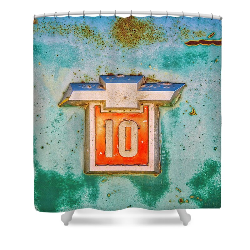 Chevrolet Shower Curtain featuring the photograph Chevrolet 10 Emblem by Lynn Bauer