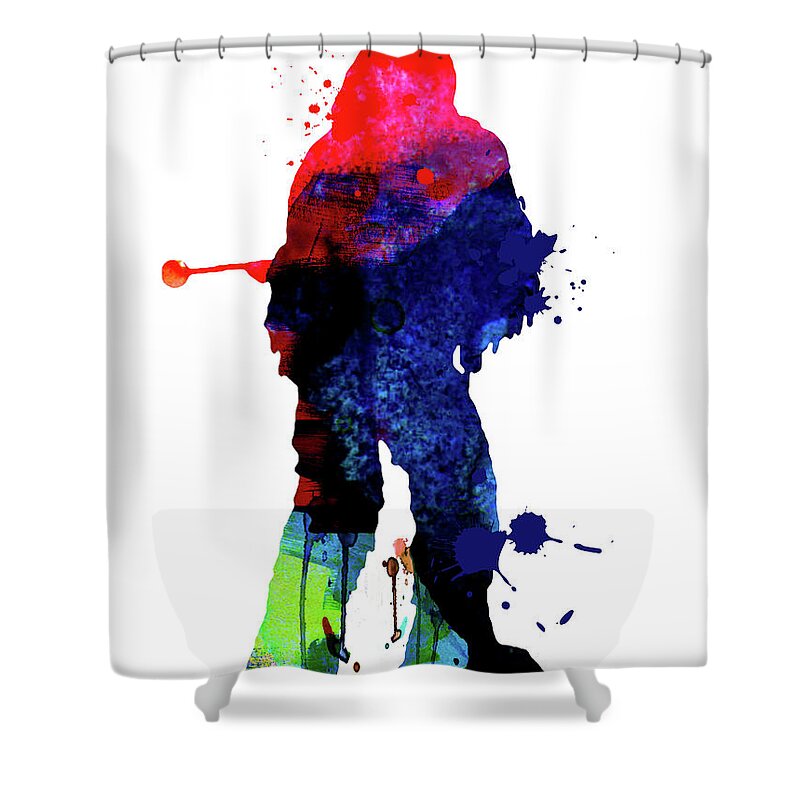 Chewbacca Shower Curtain featuring the mixed media Chewbacca Cartoon Watercolor by Naxart Studio