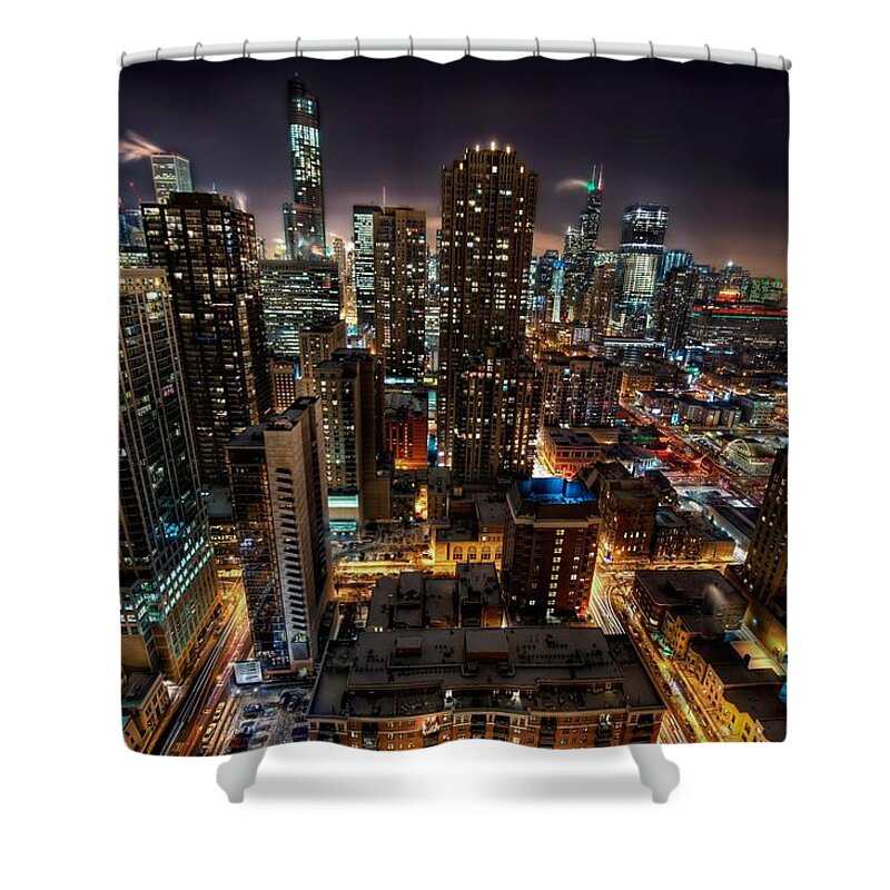 Outdoors Shower Curtain featuring the photograph Chicago Cityscape by Photo Taken By Chad M. Connell