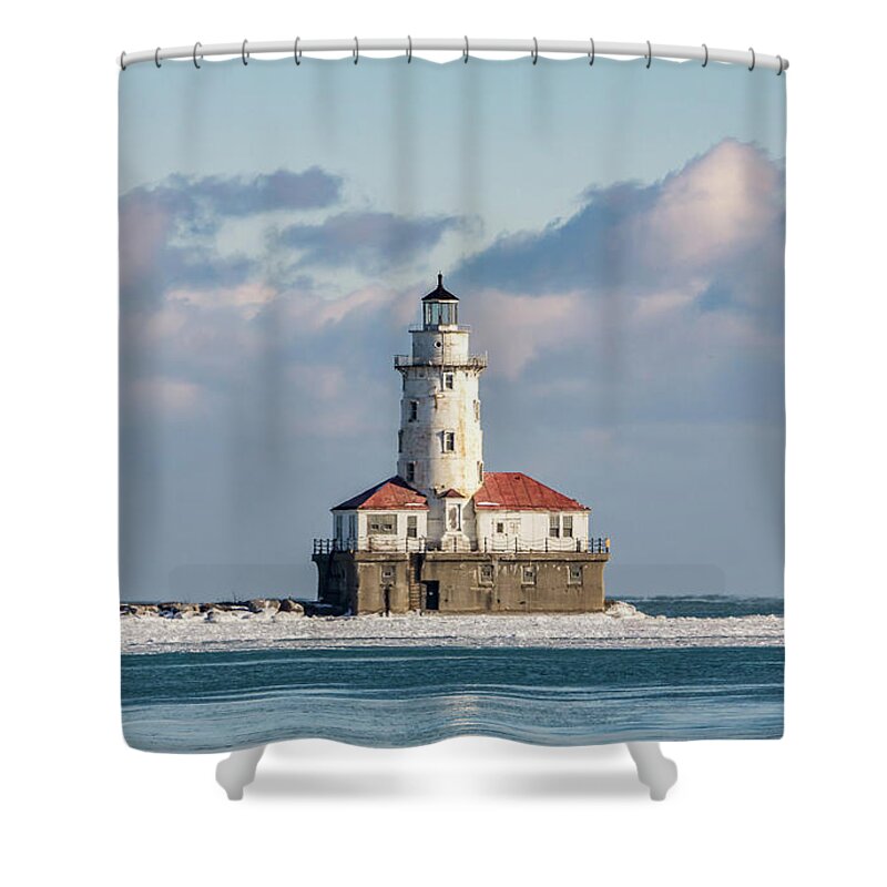 Chicago Shower Curtain featuring the photograph Chicago Harbour Light by Framing Places