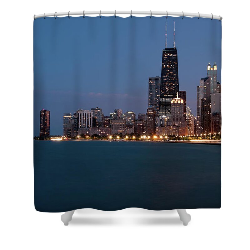 Lake Michigan Shower Curtain featuring the photograph Chicago Skyline by 400tmax