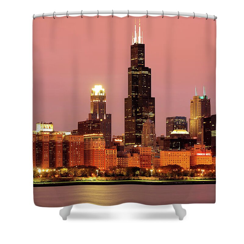 Standing Water Shower Curtain featuring the photograph Chicago Skyline by By Saravanansuri