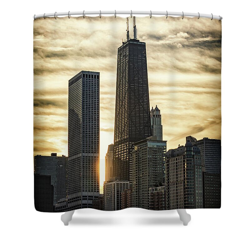 Chicago Shower Curtain featuring the photograph Chicago Sunset by Bruno Passigatti
