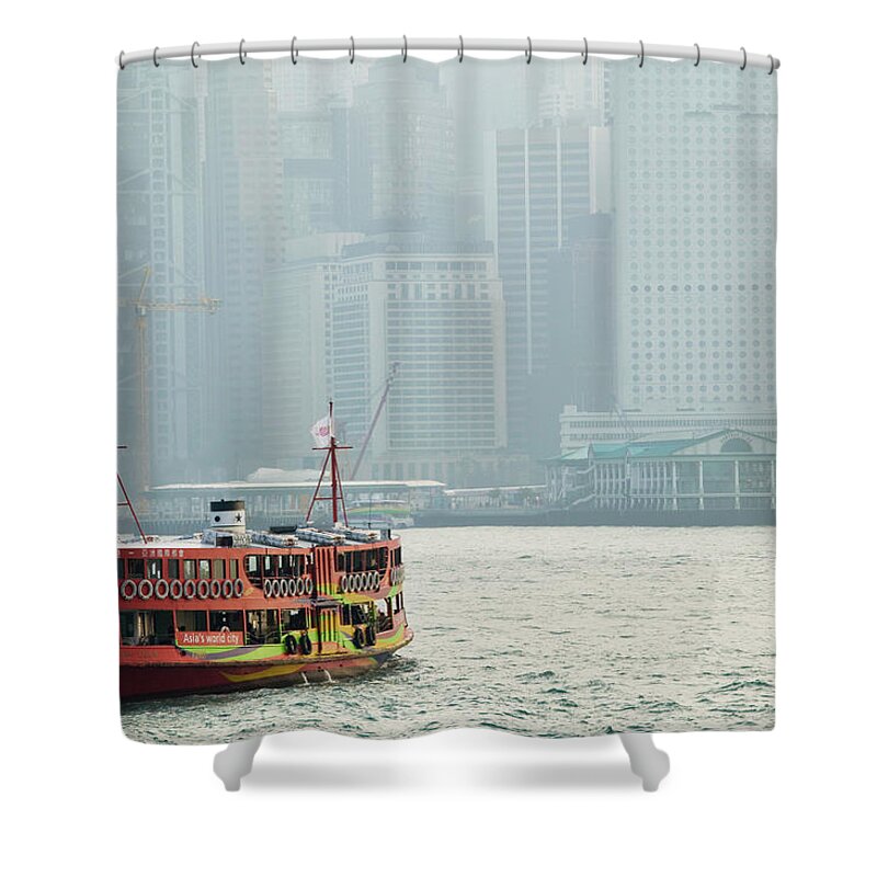 Ferry Shower Curtain featuring the photograph China, Hong Kong, Kowloon, Star Ferry by Walter Bibikow