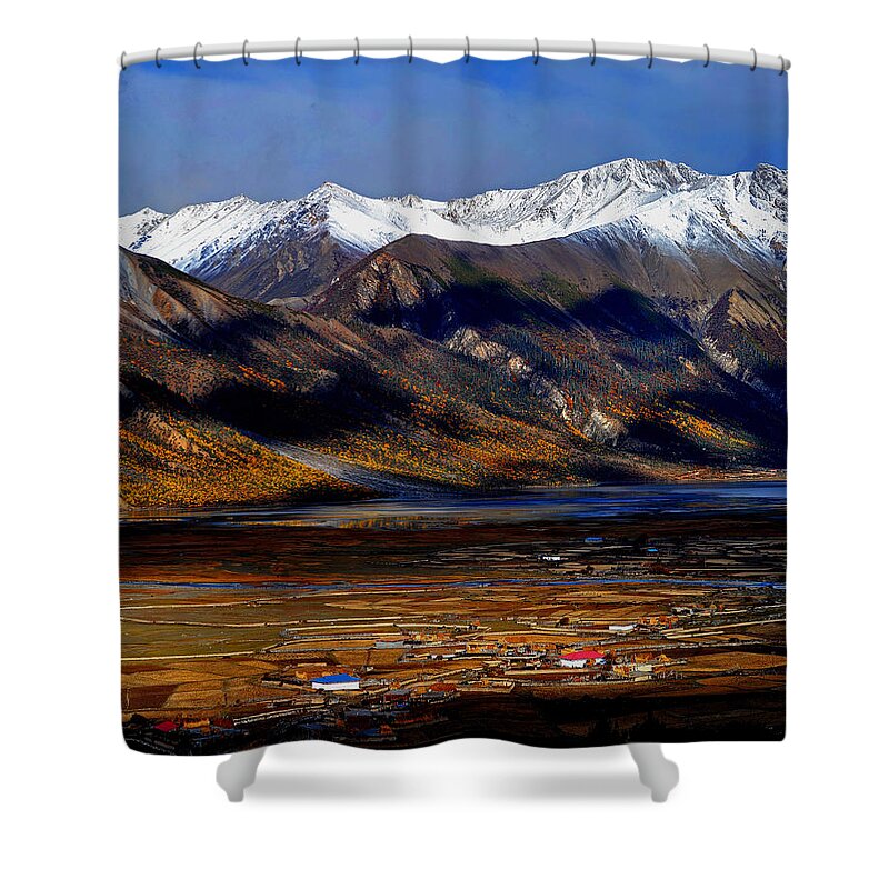 Scenics Shower Curtain featuring the photograph China, Tibet, However by 100