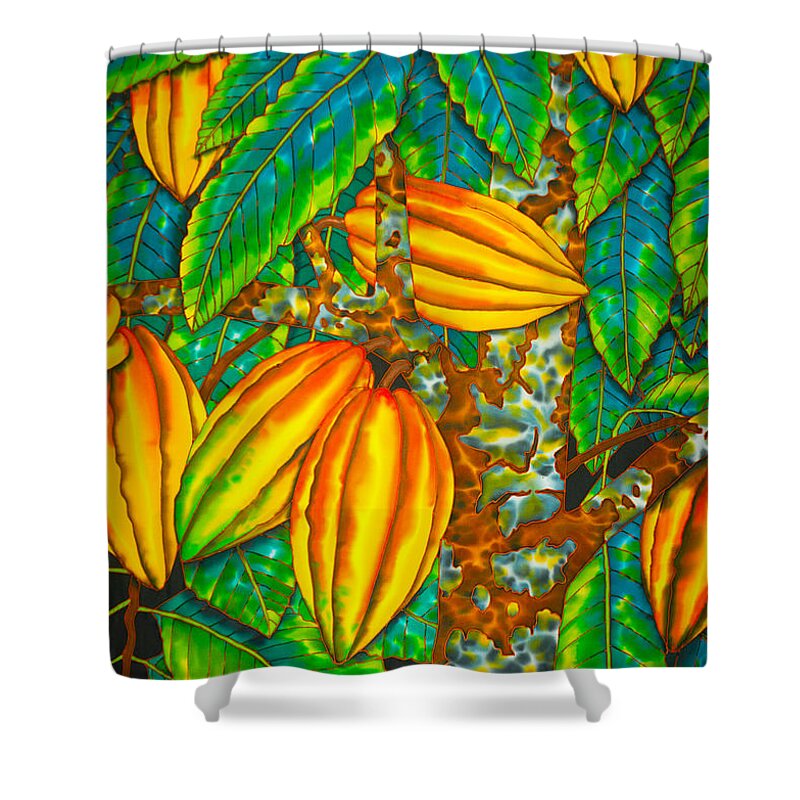 Cacao Pod Shower Curtain featuring the painting Chocolat St. Lucia by Daniel Jean-Baptiste