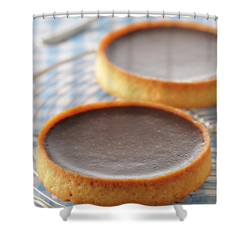 Close-up Shower Curtain featuring the photograph Chocolate Tartlets by Riou