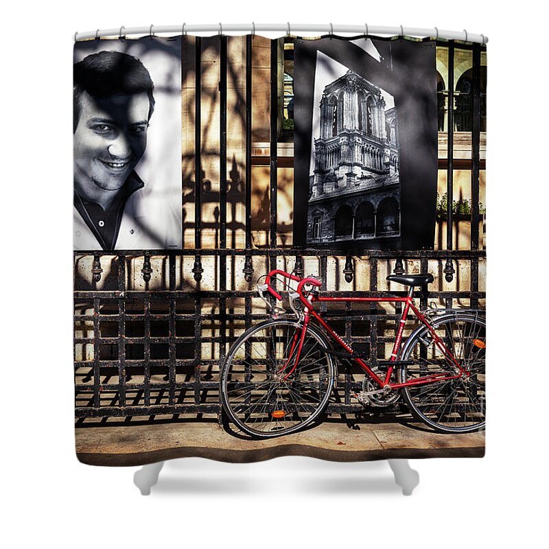 France Shower Curtain featuring the photograph Choir Boy's Red Bicycle by Craig J Satterlee