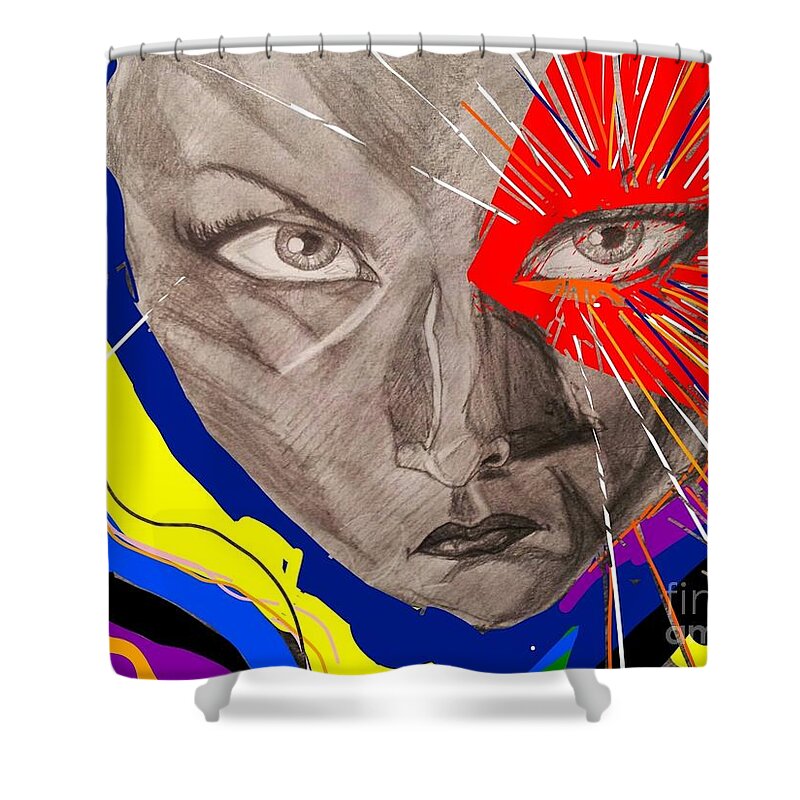 Female Shower Curtain featuring the mixed media Christine 2 by Mark Bradley