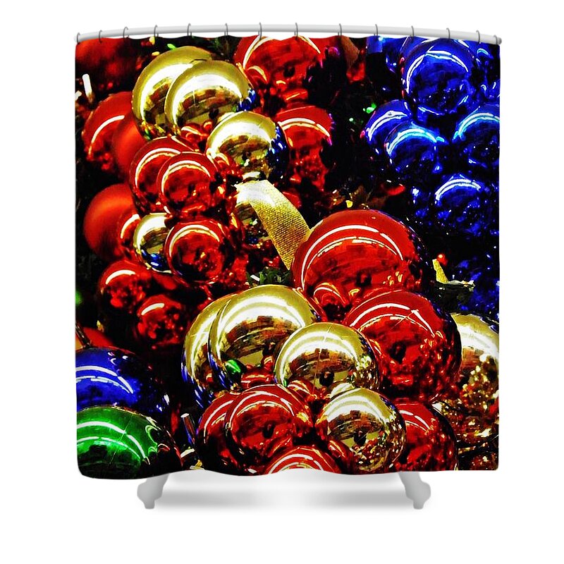 Ornaments Shower Curtain featuring the photograph Christmas Abstract 14 by Sarah Loft