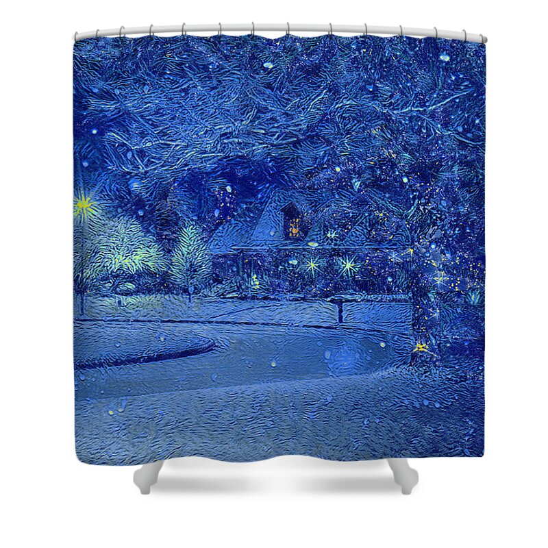 Christmas Shower Curtain featuring the digital art Christmas Eve by Alex Mir