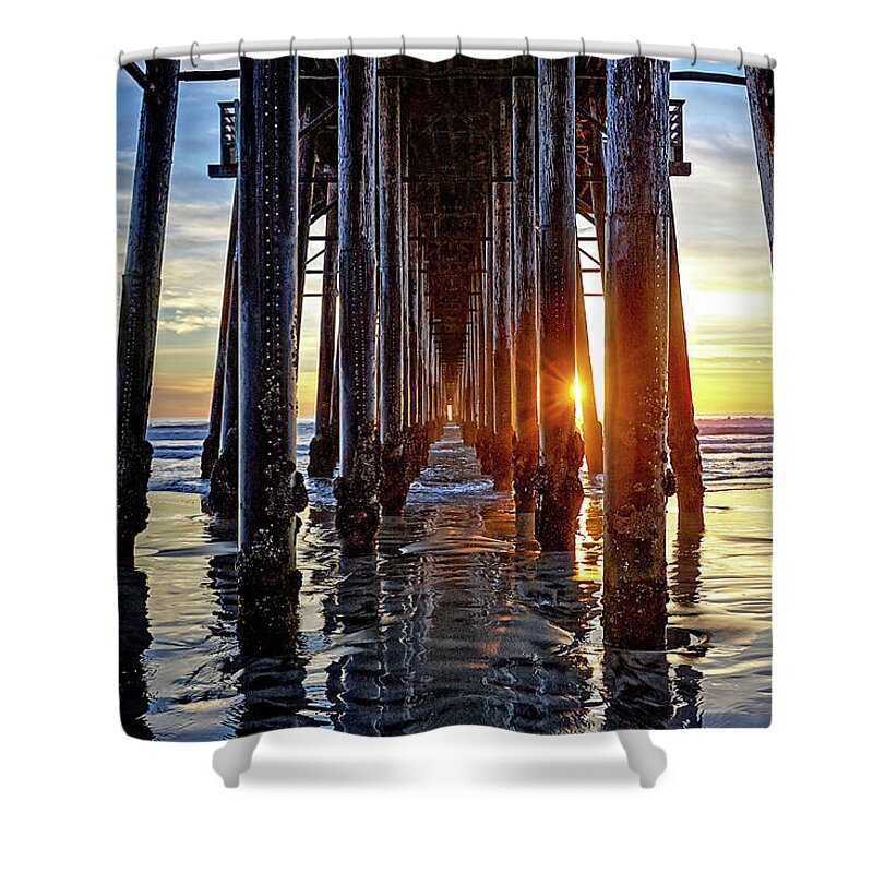 Ocean Shower Curtain featuring the photograph Christmas Eve at The Pier by Ann Patterson