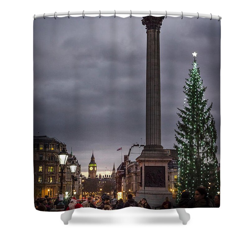 Father Christmas Shower Curtain featuring the photograph Christmas in Trafalgar Square, London by Perry Rodriguez