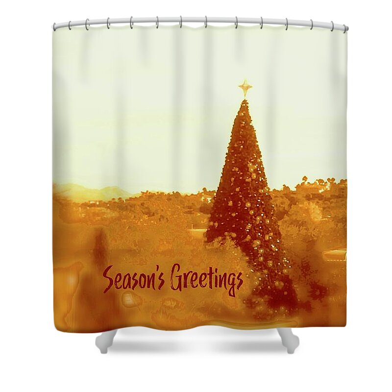 Village Shower Curtain featuring the photograph Greetings of the Season by Debra Grace Addison