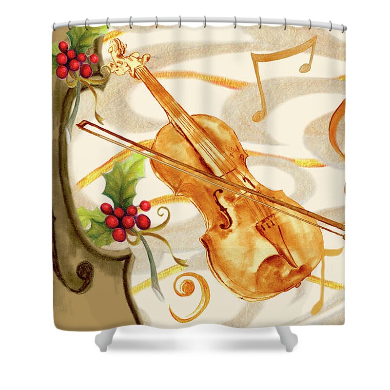 Christmas Shower Curtain featuring the painting Christmas Music II by Janice Gaynor