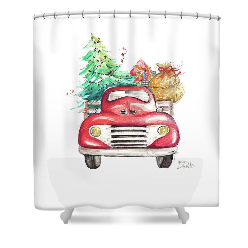 Christmas Shower Curtain featuring the painting Christmas Tree Haul II by Patricia Pinto
