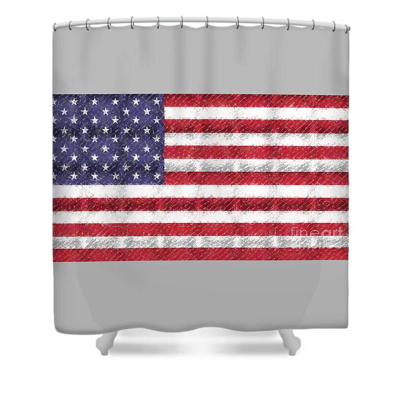 Us Flag Shower Curtain featuring the digital art Chromed USA Flag by Bill King